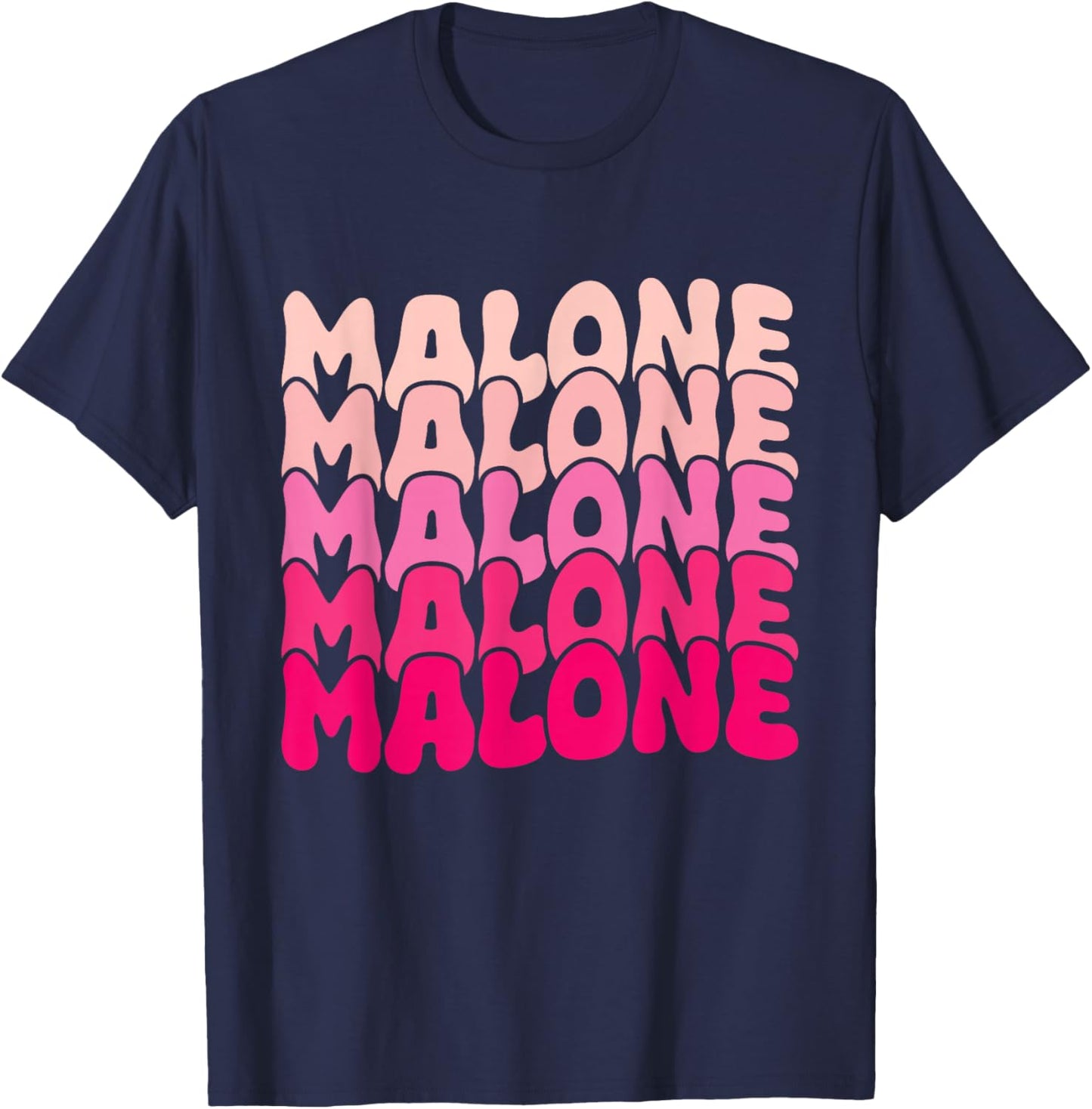 Retro Malone Girl First Name Boy Personalized Groovy 80's T-Shirt - T-Shirt | Navy