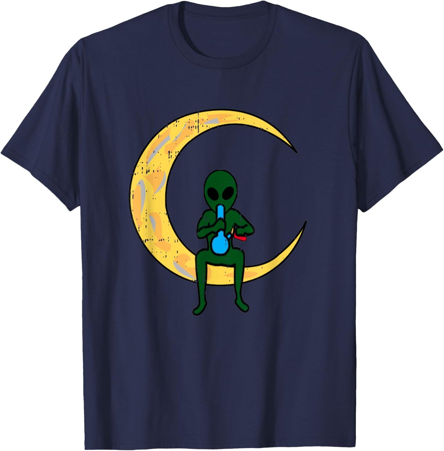 Area-51 Alien Smoking Lazy Weed CBD Cannabis Halloween Gift T-Shirt - T-Shirt | Navy