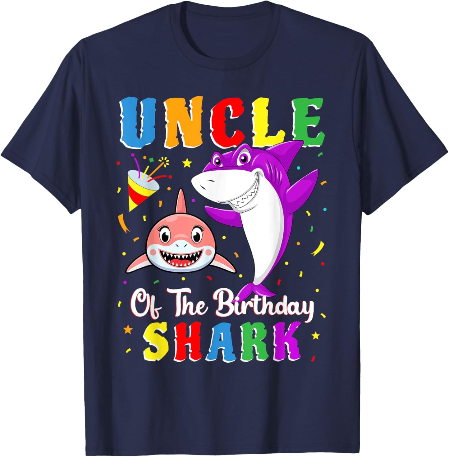 Uncle Of The Shark Birthday Family Matching Birthday Niece T-Shirt - T-Shirt | Navy