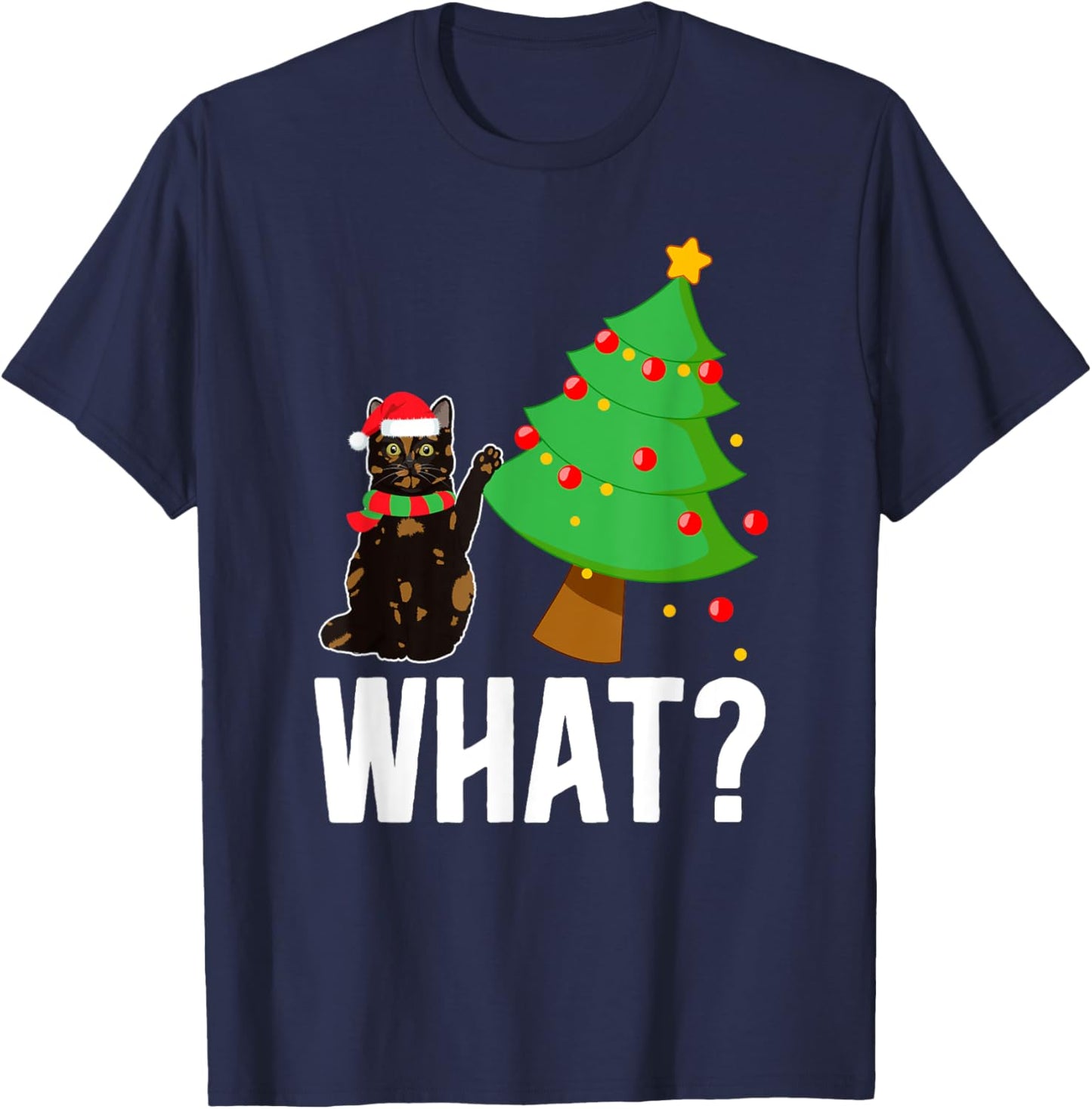 Xmas Tortie Cat Christmas Funny -Kids Tortoiseshell Cat Xmas Party T-Shirt - T-Shirt | Navy