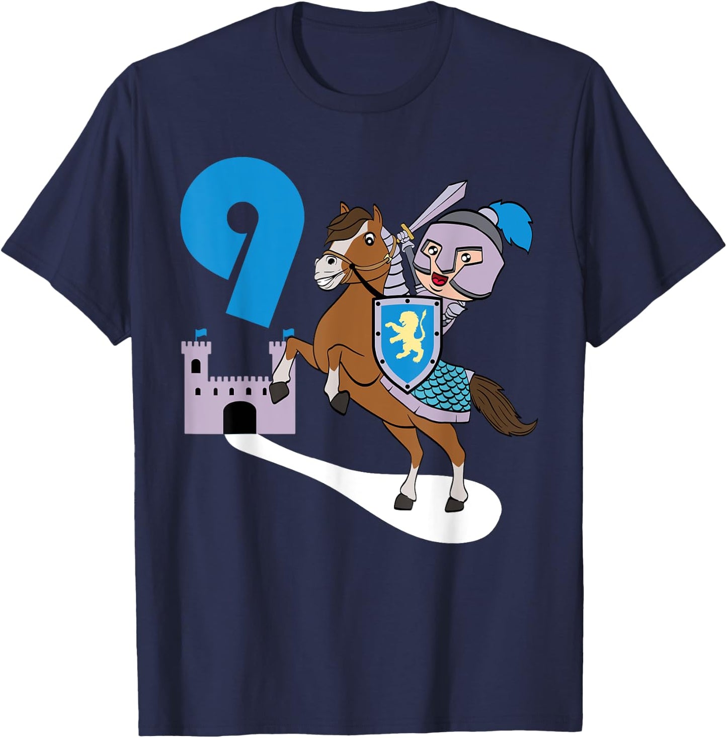 Children's Knight 9th Birthday Castle Armour Medieval T-Shirt - T-Shirt | Navy