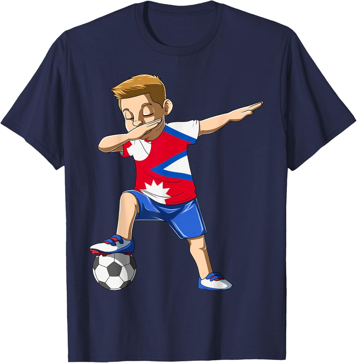 Dabbing Soccer Boy Nepal Jersey Nepalese T-Shirt - T-Shirt | Navy