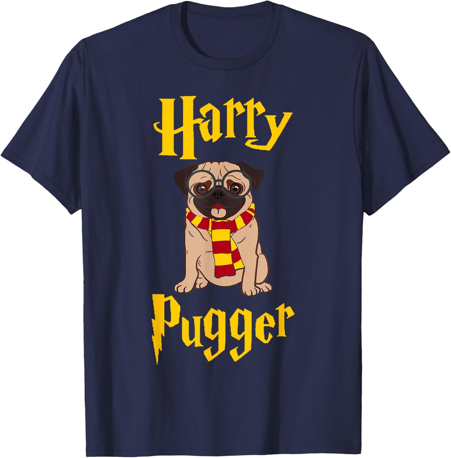 Lovely Harry Pugger, Pug T-Shirt - T-Shirt | Navy