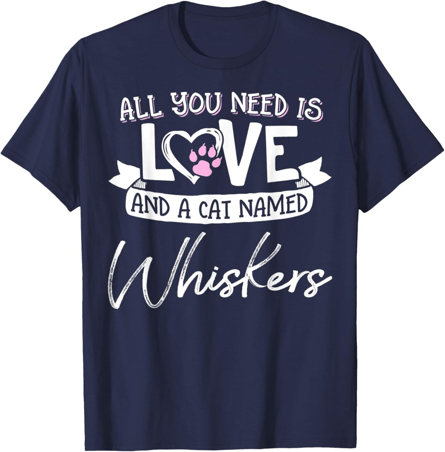 Cute Cat Named Whiskers Shirt and Girls T-Shirt - T-Shirt | Navy