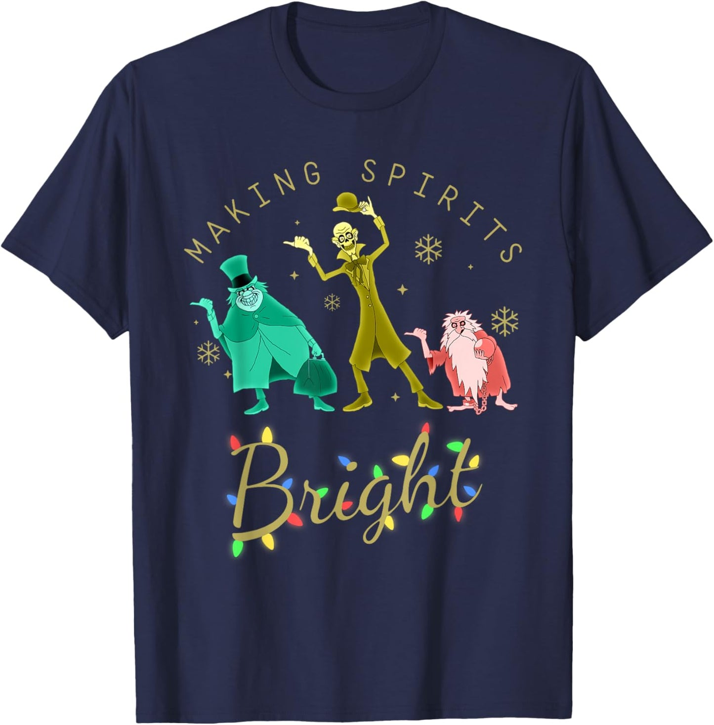 Making Spirits Bright Christmas Retro Groovy Christmas Ghost T-Shirt - T-Shirt | Navy