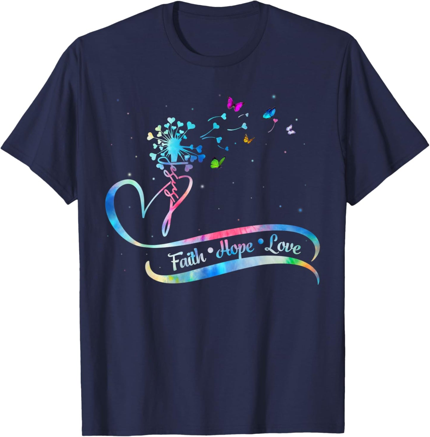 Women Trendy Religious Faith Hope Love Christian Jesus Gifts T-Shirt - T-Shirt | Navy