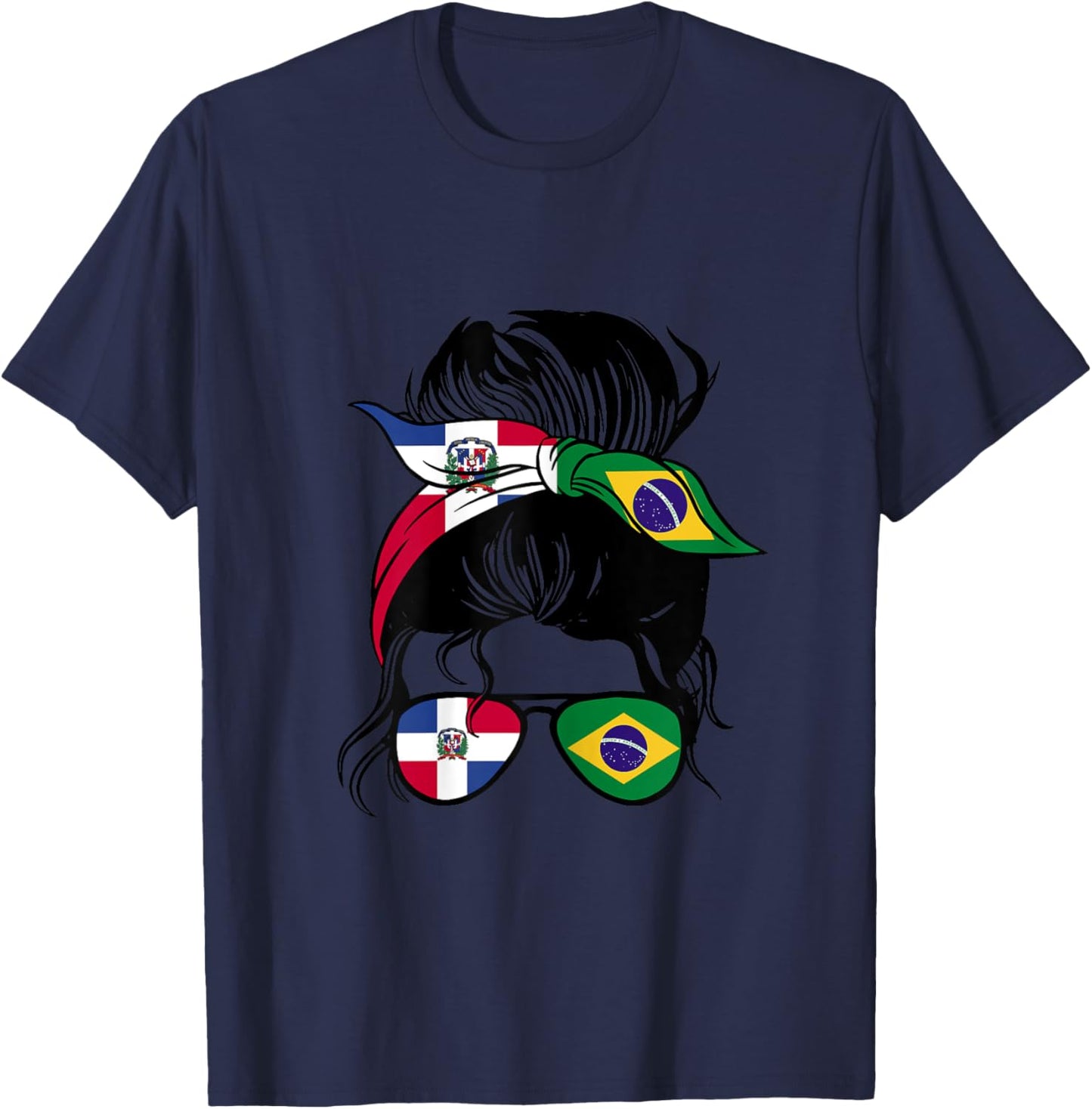 Half Dominican half Brazilian Mix Dominican and Brazil Roots T-Shirt - T-Shirt | Navy