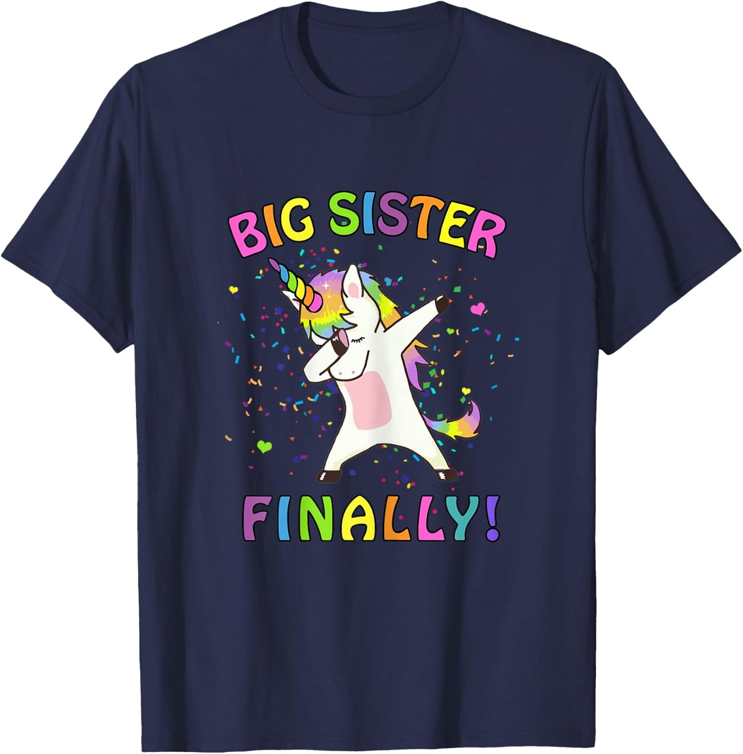 Unicorn Big Sister Finally T-Shirt - T-Shirt | Navy
