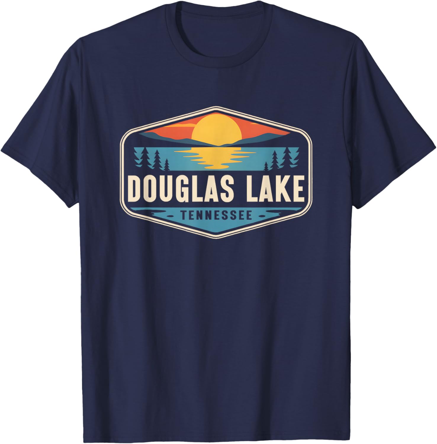 Douglas Lake Tennessee Outdoors Vintage T-Shirt - T-Shirt | Navy
