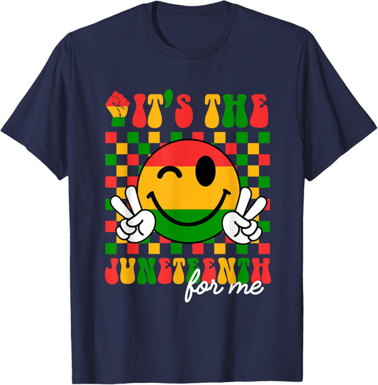 It's The Juneteenth For Me, Free-ish Since 1865 Smile Face T-Shirt - T-Shirt | Navy