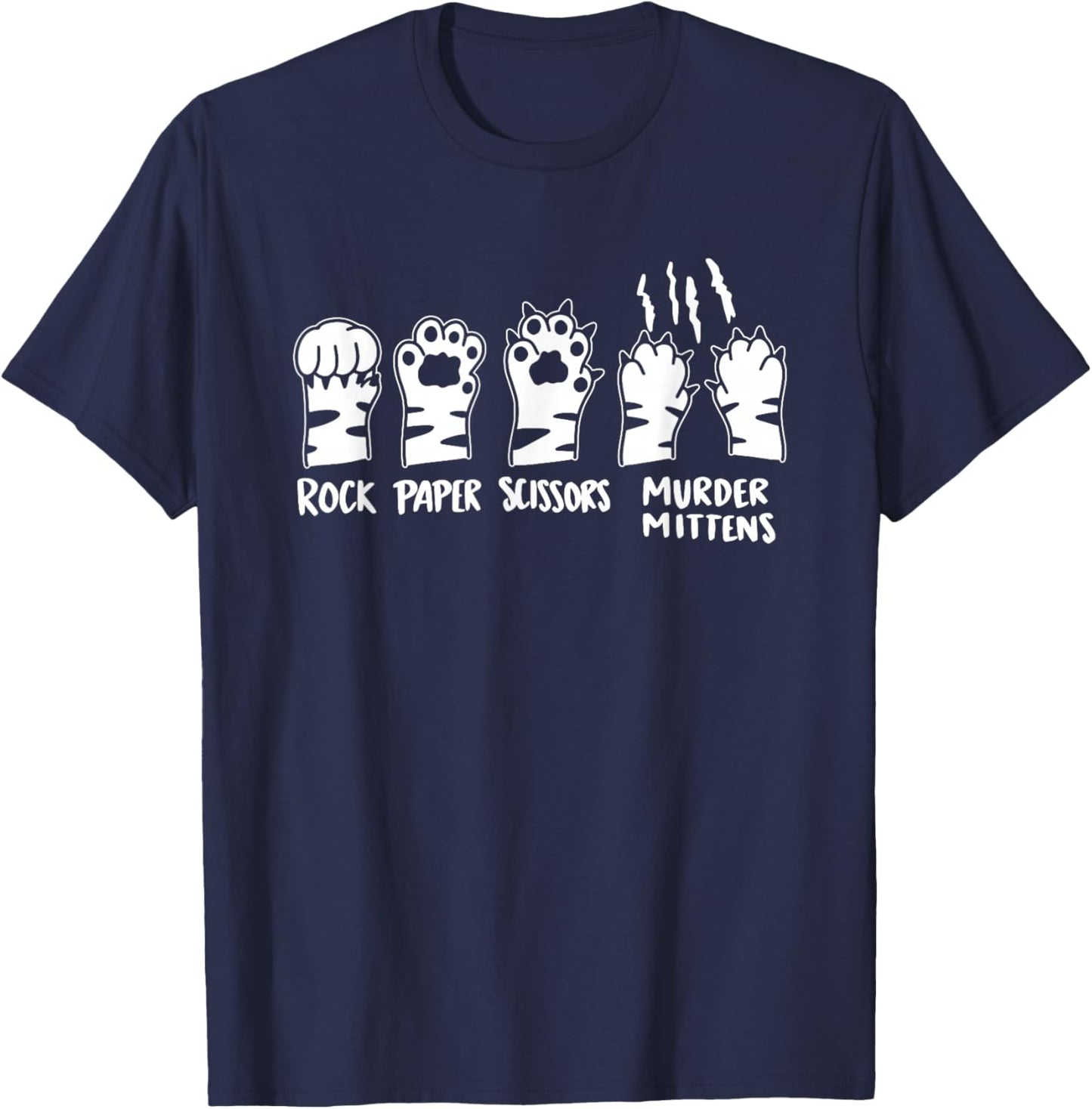 Rock Paper Scissors, Razor Tipped Murder Mittens T-Shirt - T-Shirt | Navy
