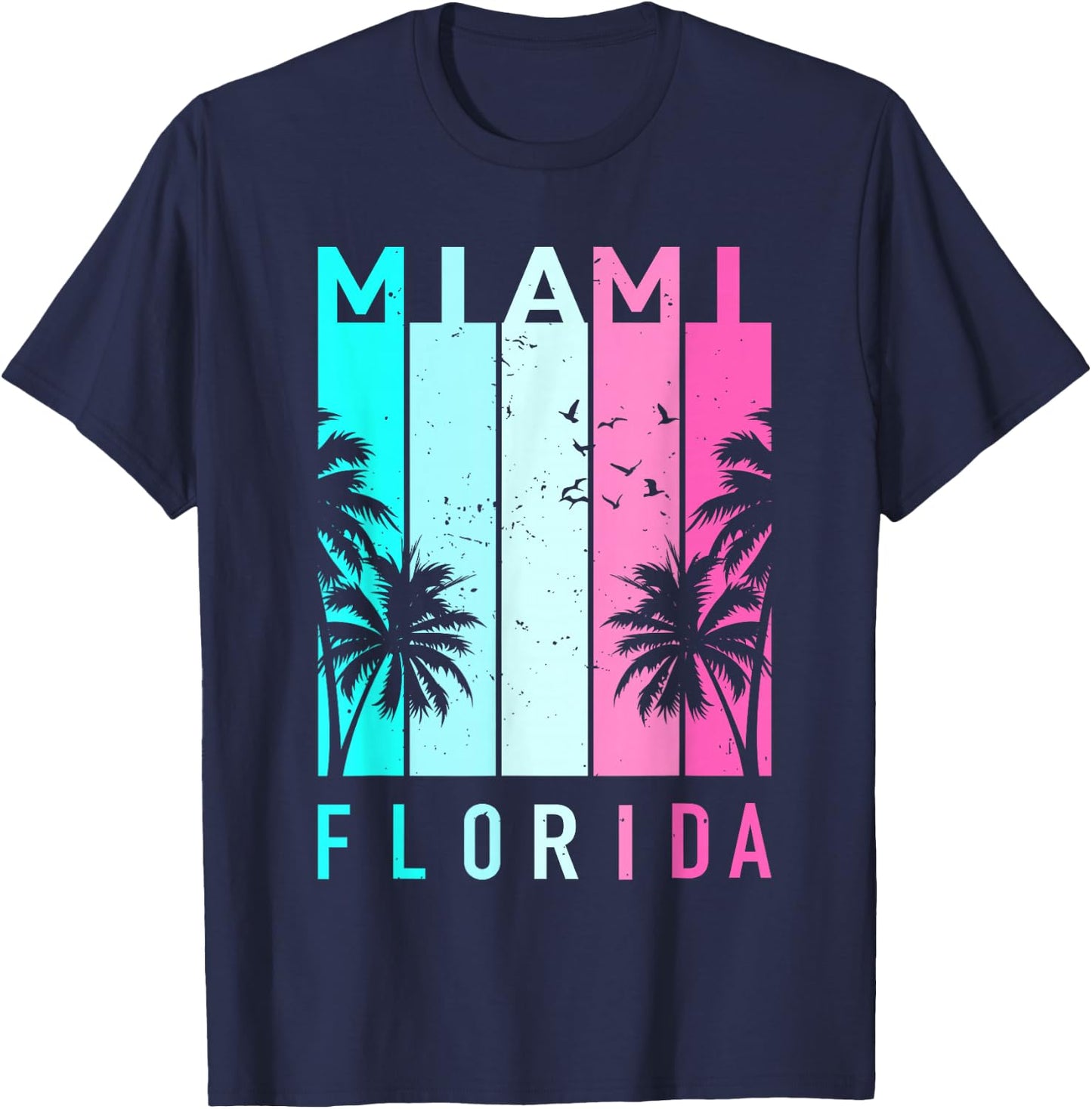 Retro Miami Florida Beach Souvenir Men Women Kids T-Shirt - T-Shirt | Navy