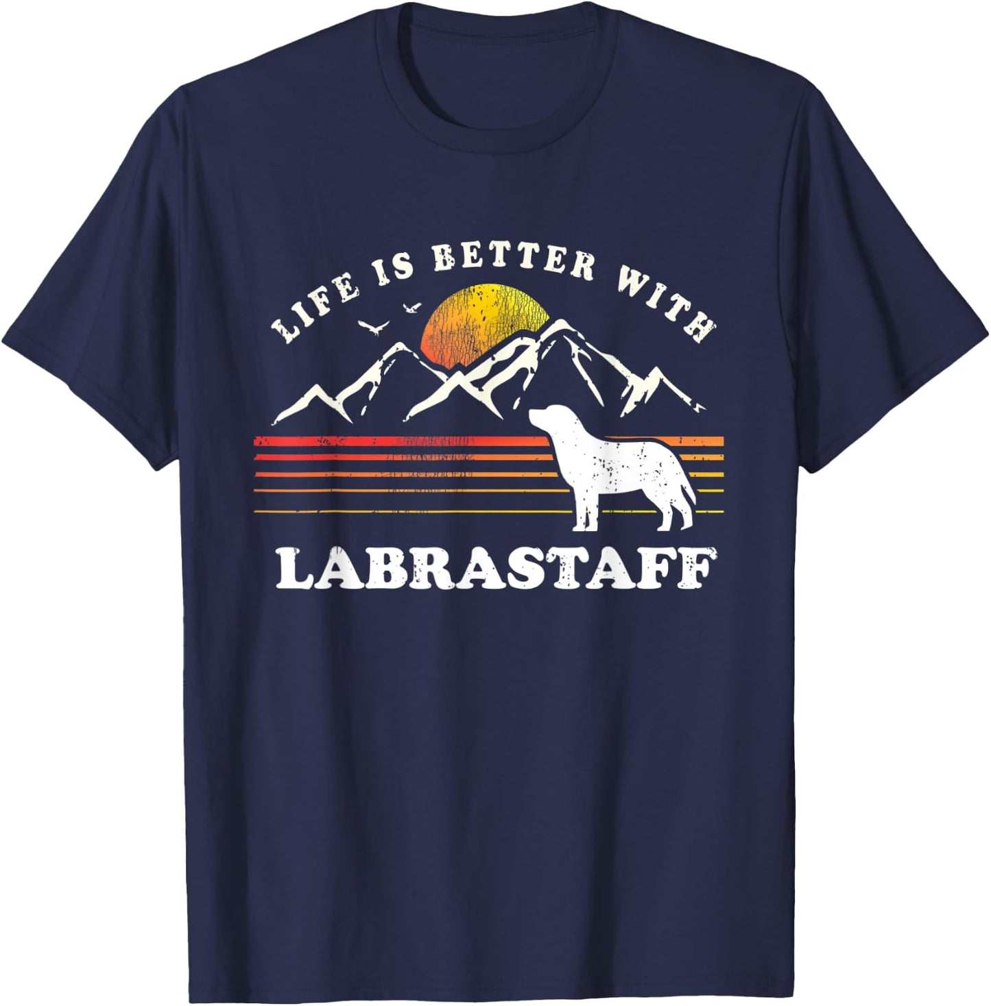 Life Better Labrastaff Vintage Dog Mom Dad T-Shirt - T-Shirt | Navy