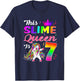 This Slime Queen Is 7 Slime Queen Girls 7th Birthday Unicorn T-Shirt - T-Shirt | Navy
