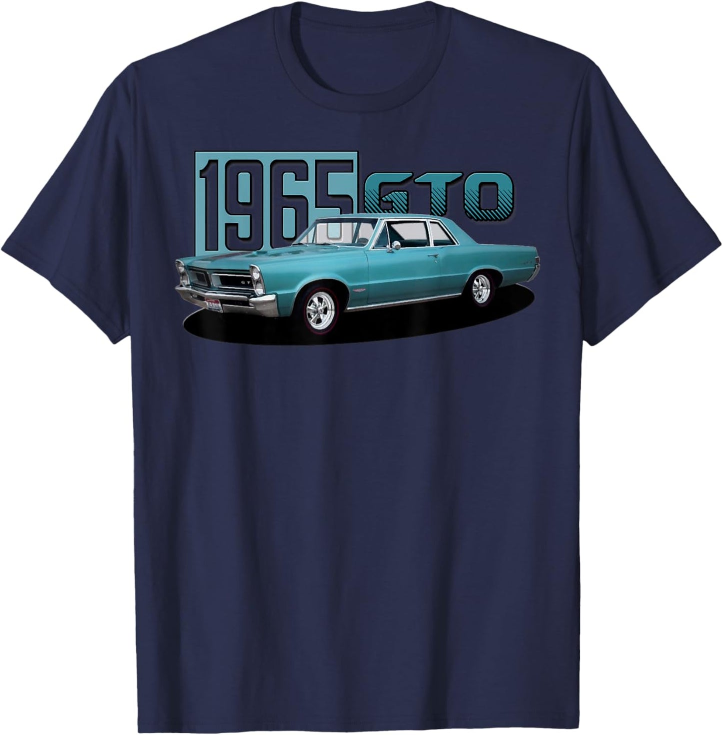 1965 65 GTO Classic Car Old School Muscle Blue Car T-Shirt - T-Shirt | Navy