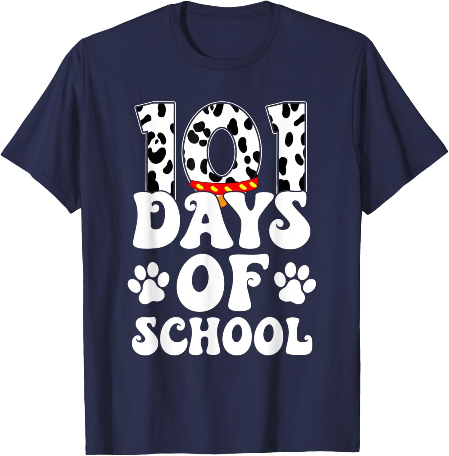 Happy 101 Days School Cute Dog Lover 100 Days Student Kids T-Shirt - T-Shirt | Navy