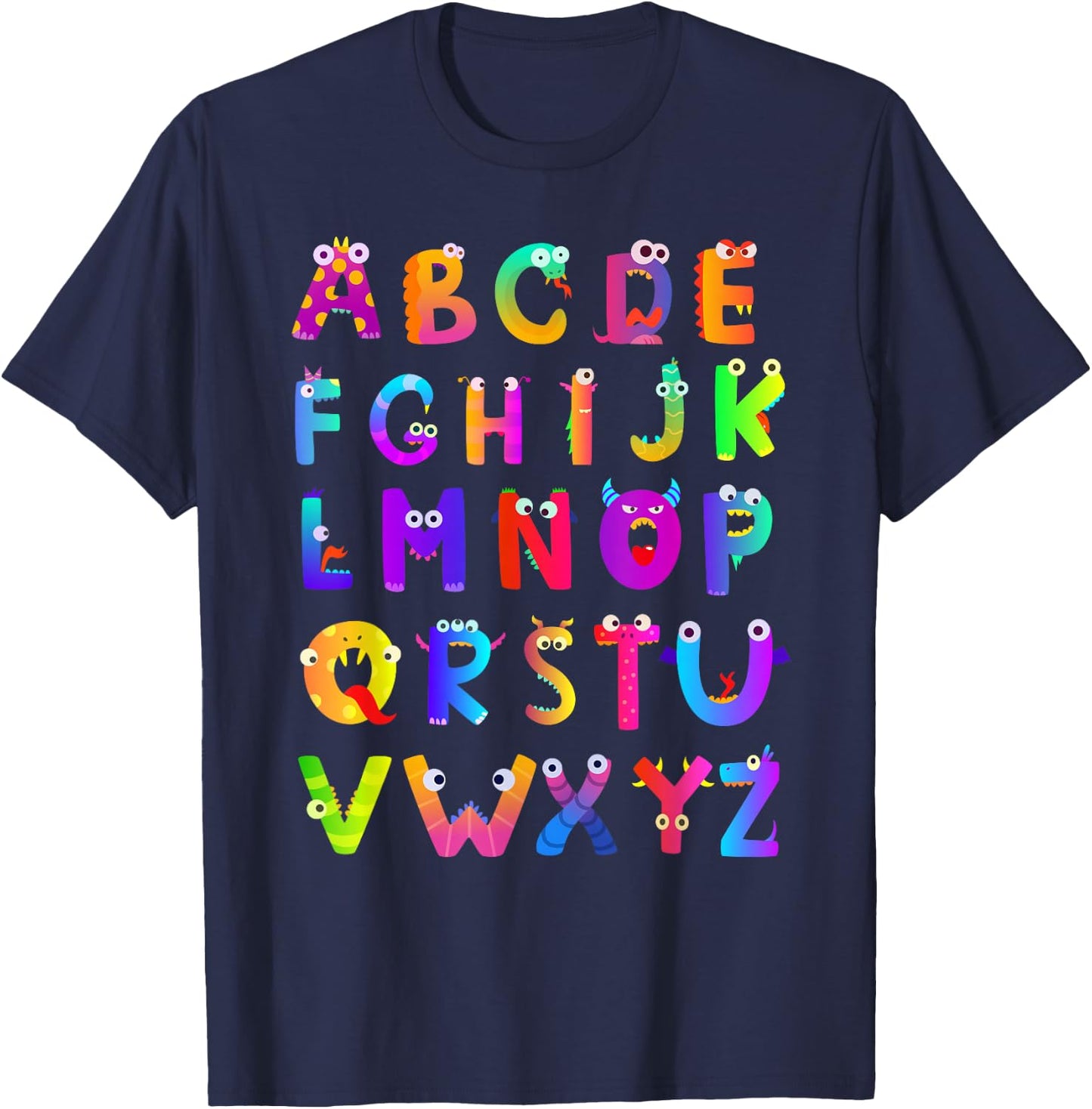 Monster ABC Cute Alphabet Halloween Teacher Costume Kids T-Shirt - T-Shirt | Navy