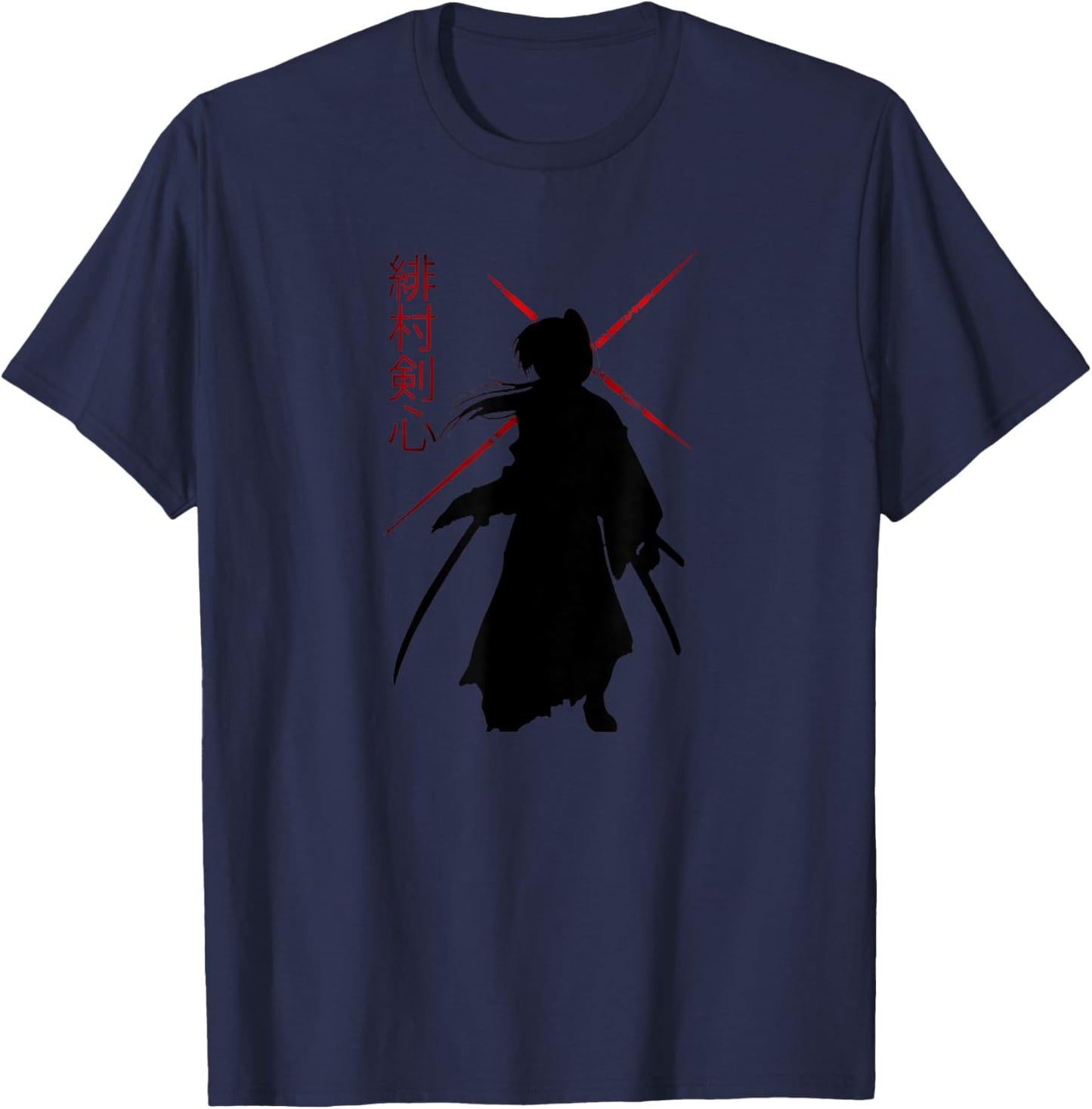 Teetastic -Adults Black Samurai X T-Shirt - T-Shirt | Navy