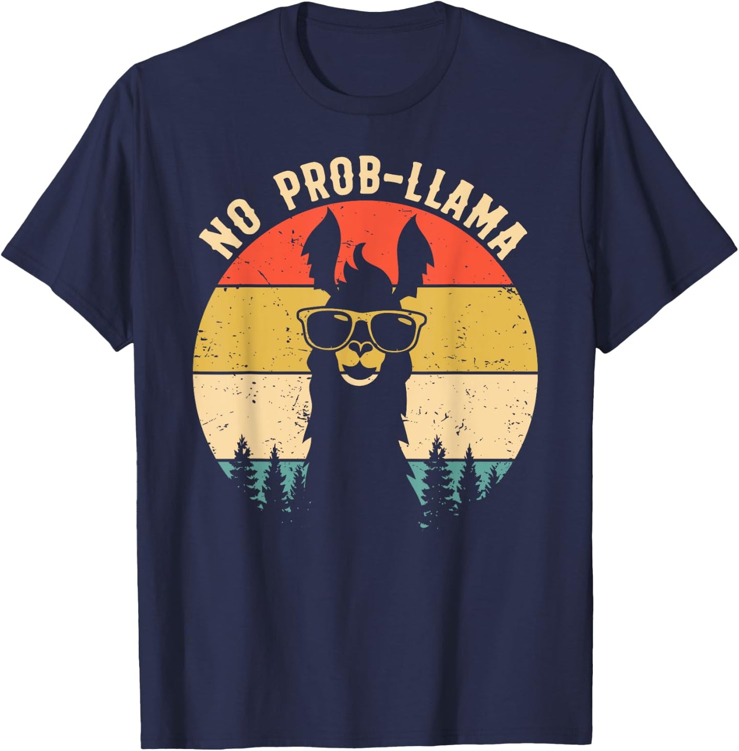 NO PROB-LLAMA - Vintage Llama Alpaca T-Shirt - T-Shirt | Navy