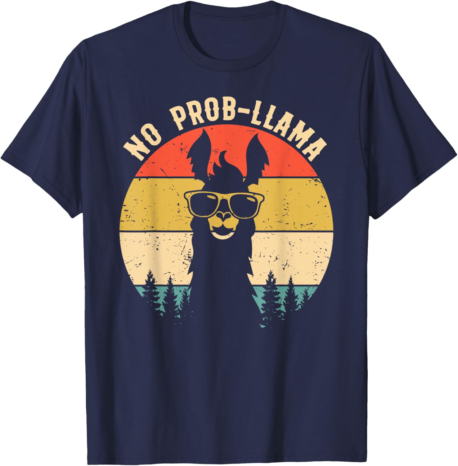NO PROB-LLAMA - Vintage Llama Alpaca T-Shirt - T-Shirt | Navy