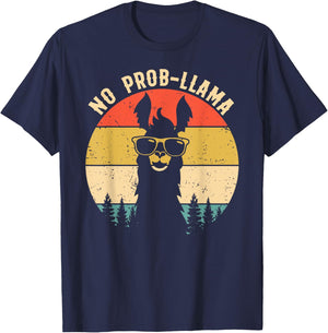 NO PROB-LLAMA - Vintage Llama Alpaca T-Shirt - T-Shirt | Navy