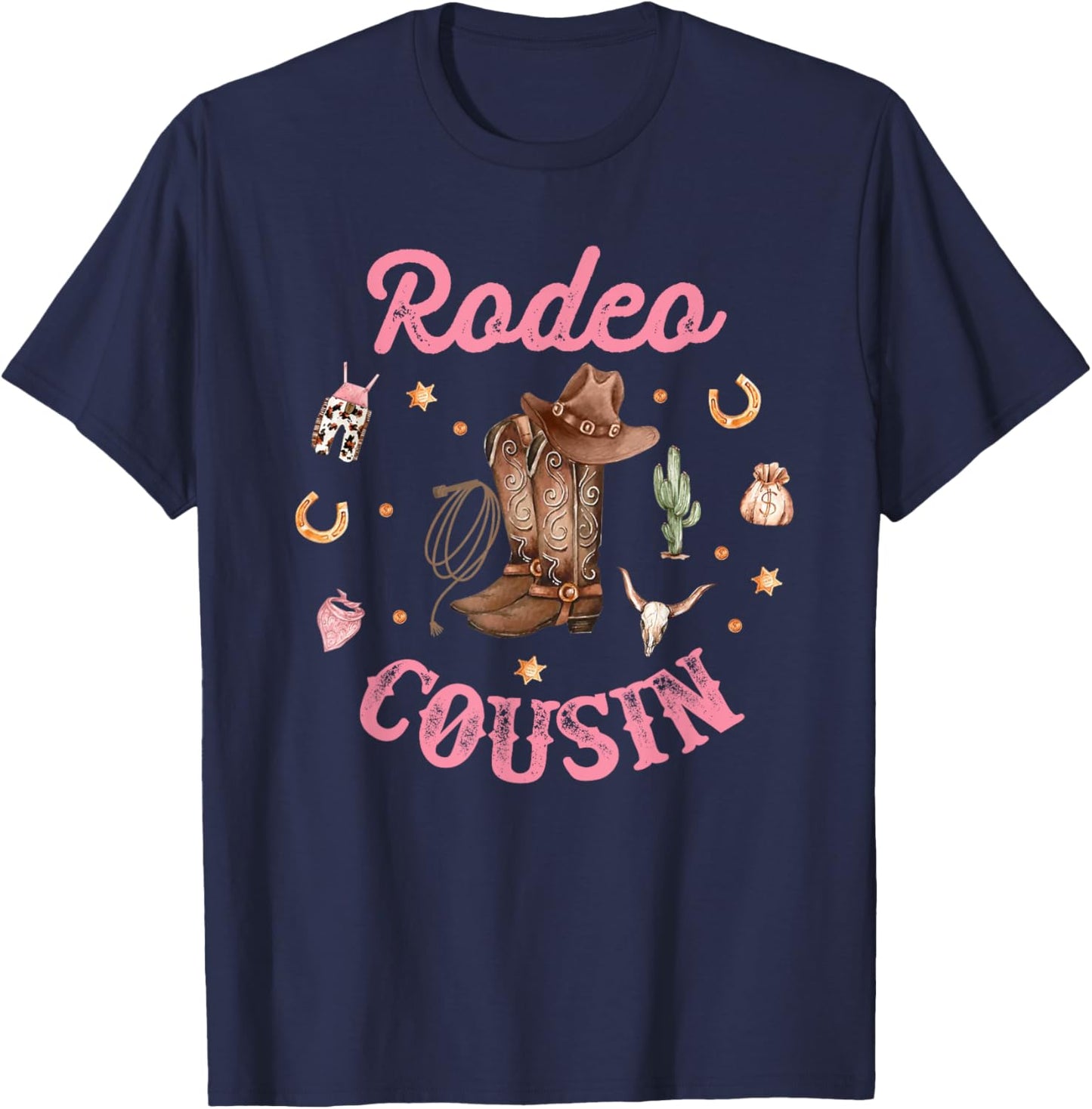 Rodeo Cousin - Cousin Western Cowboy Cowgirl Birthday Family T-Shirt - T-Shirt | Navy