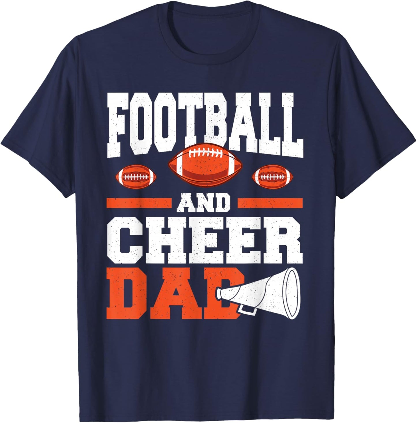 Father Of Two Football And Cheer Dad T-Shirt - T-Shirt | Navy