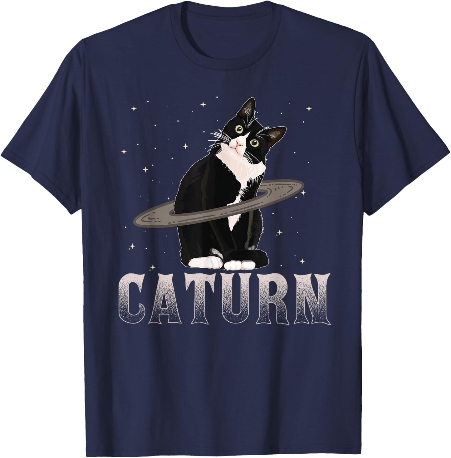 Caturn Cat Mom Cat Dad Space Cat Shirt Women Kids T-Shirt - T-Shirt | Navy