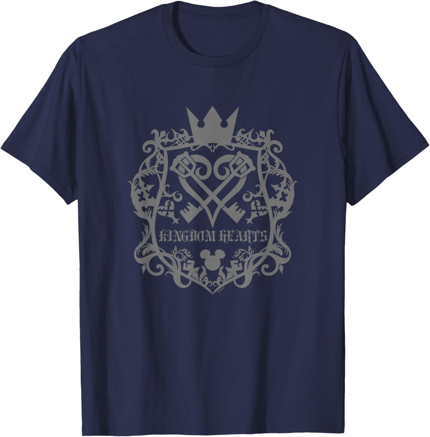 Kingdom Hearts Scrolled Keys Crossed Heartless Design T-Shirt - T-Shirt | Navy