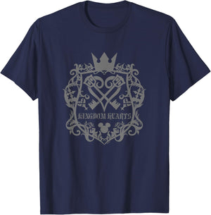 Kingdom Hearts Scrolled Keys Crossed Heartless Design T-Shirt - T-Shirt | Navy