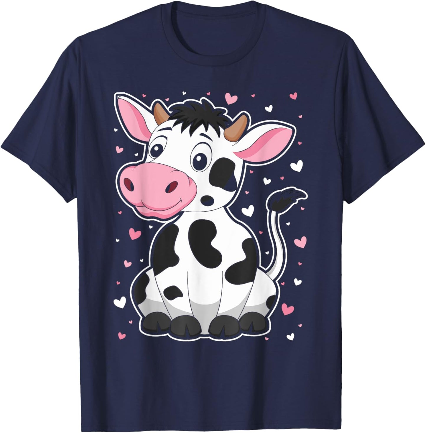 Cute Cow Print Kawaii Cow Lover Women Girls Kids Toddlers T-Shirt - T-Shirt | Navy