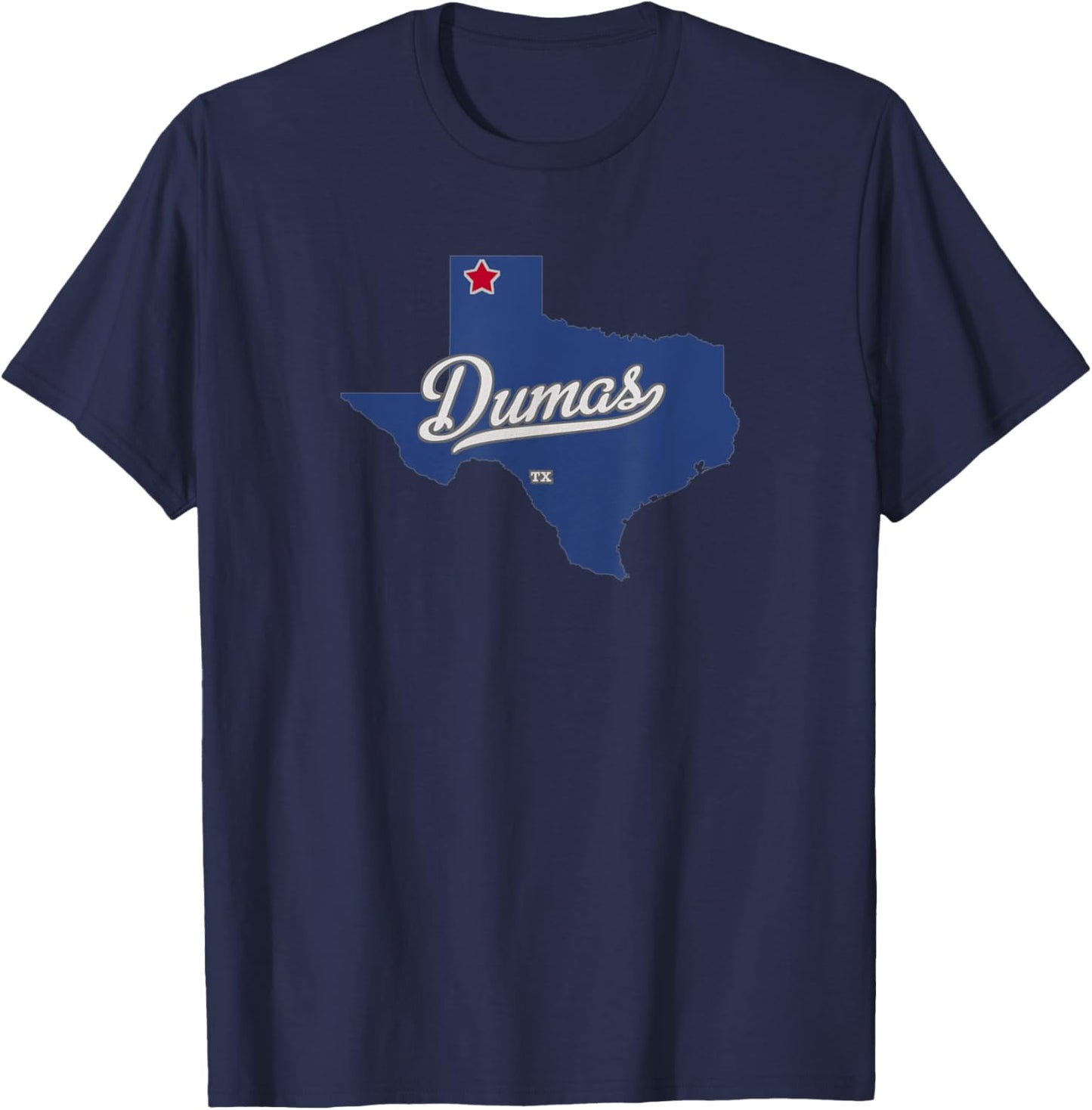 Dumas Texas TX Map T-Shirt - T-Shirt | Navy