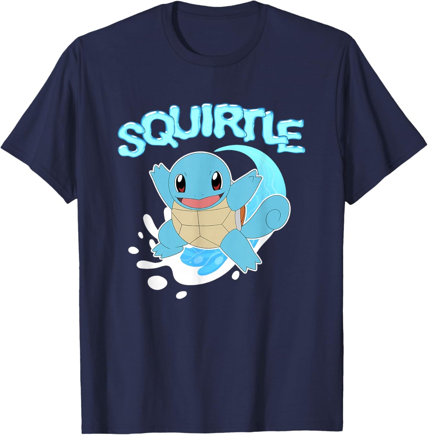 Pokémon Squirtle Riding A Wave Cute Shot T-Shirt - T-Shirt | Navy