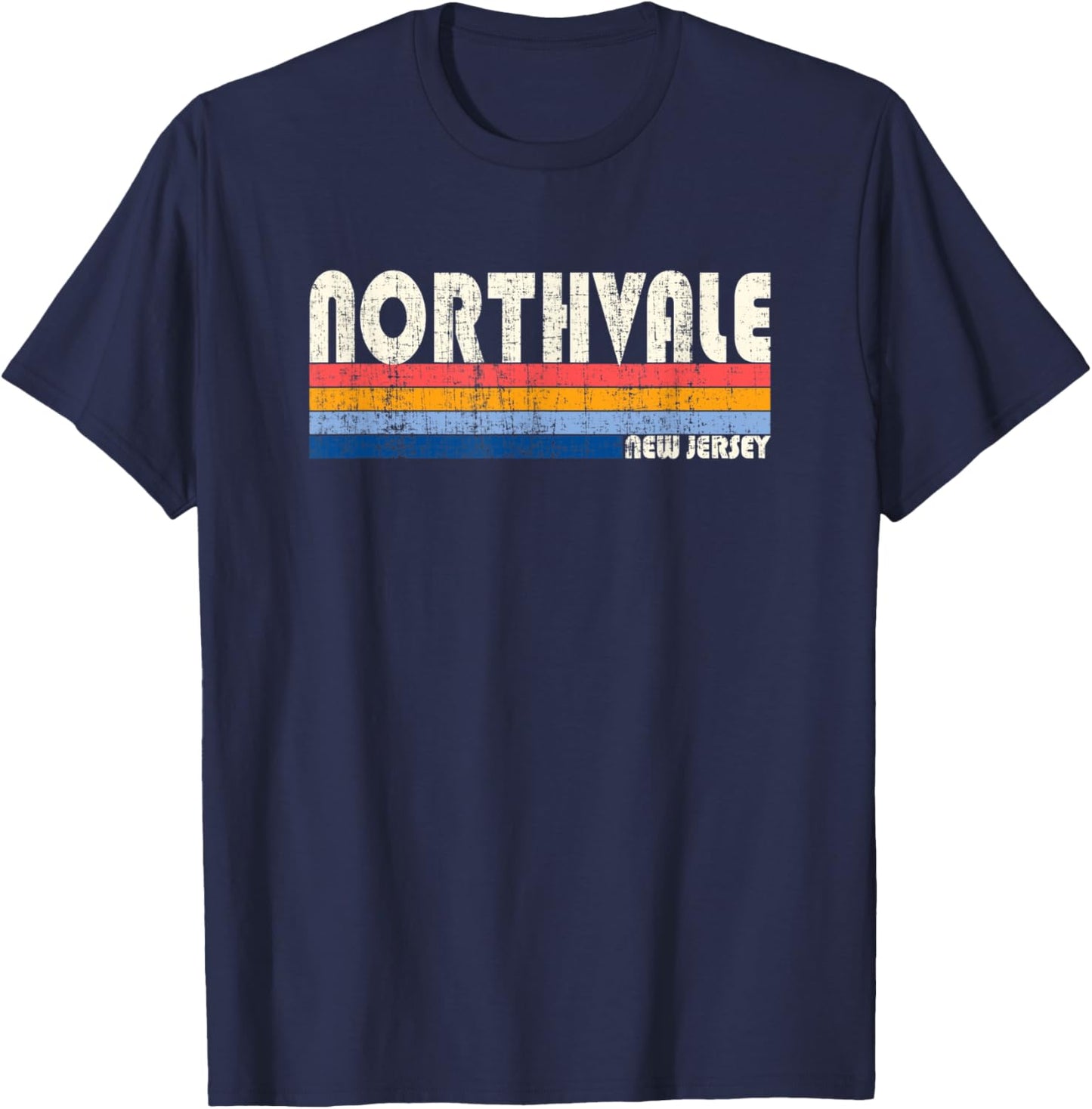 Vintage Retro 70s 80s Style Hometown of Northvale, NJ T-Shirt - T-Shirt | Navy
