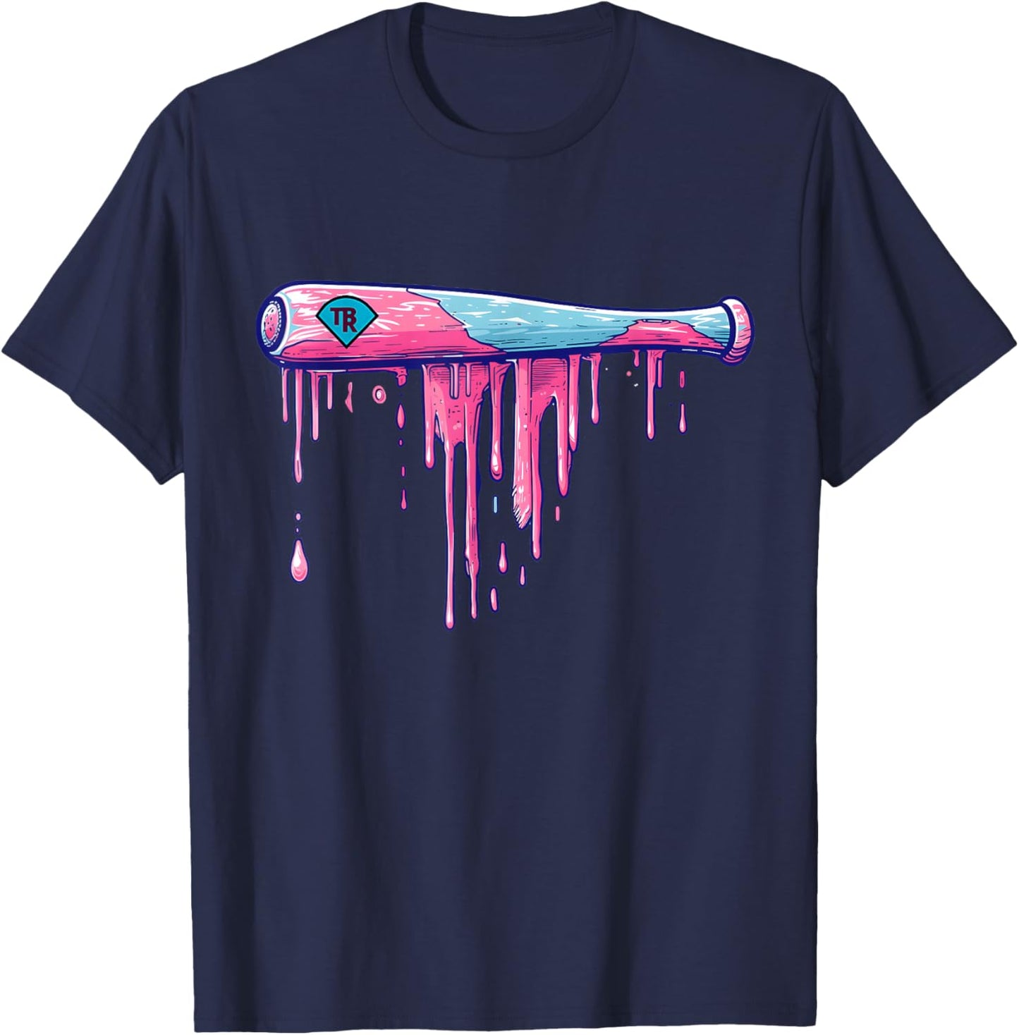 Baseball Bat with Sprinkles Drip T-Shirt - T-Shirt | Navy