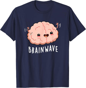 Brain Wave Funny Anatomy Pun T-Shirt - T-Shirt | Navy