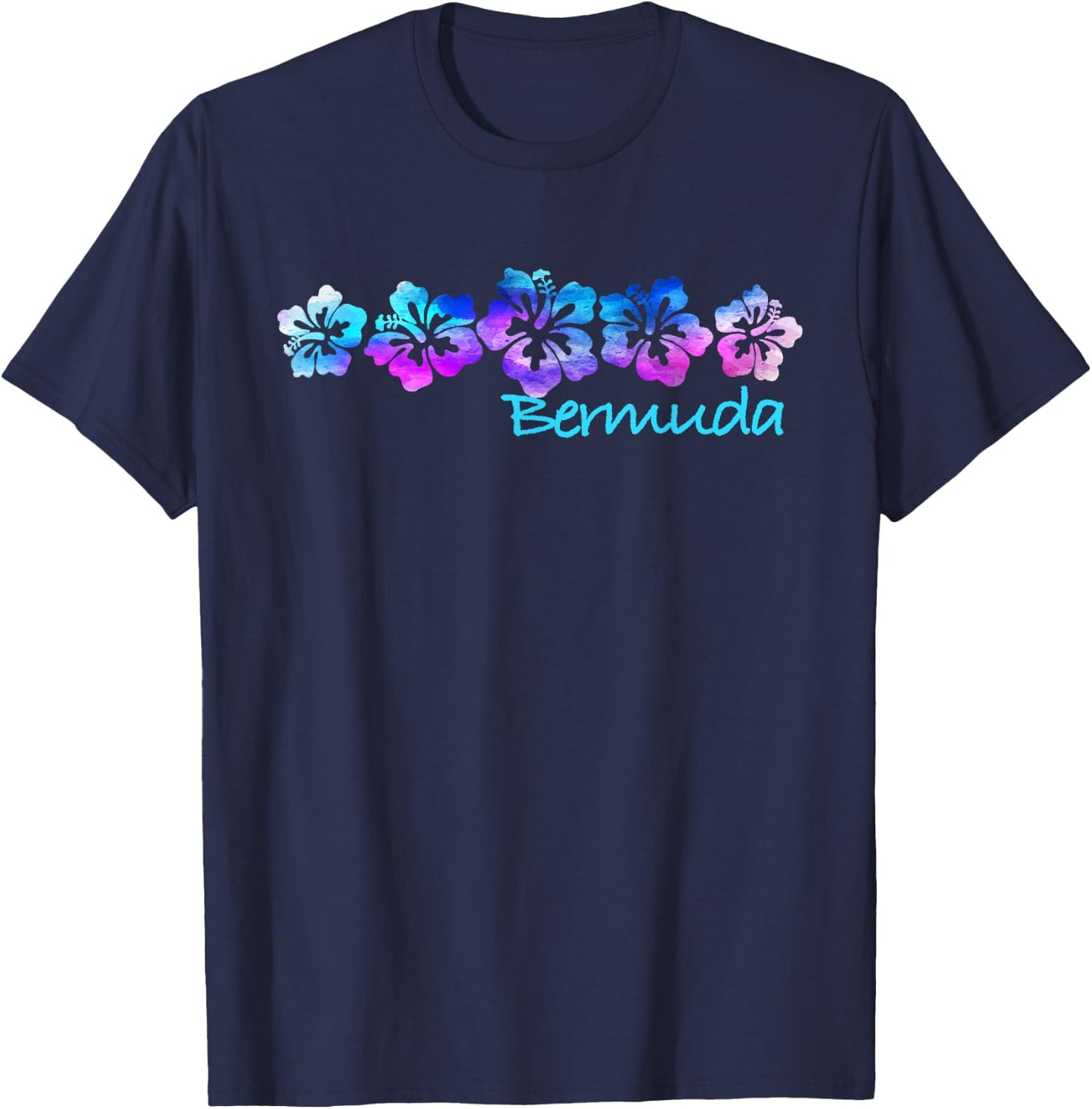 Bermuda Tropical Flower Vacation Beach T-Shirt - T-Shirt | Navy