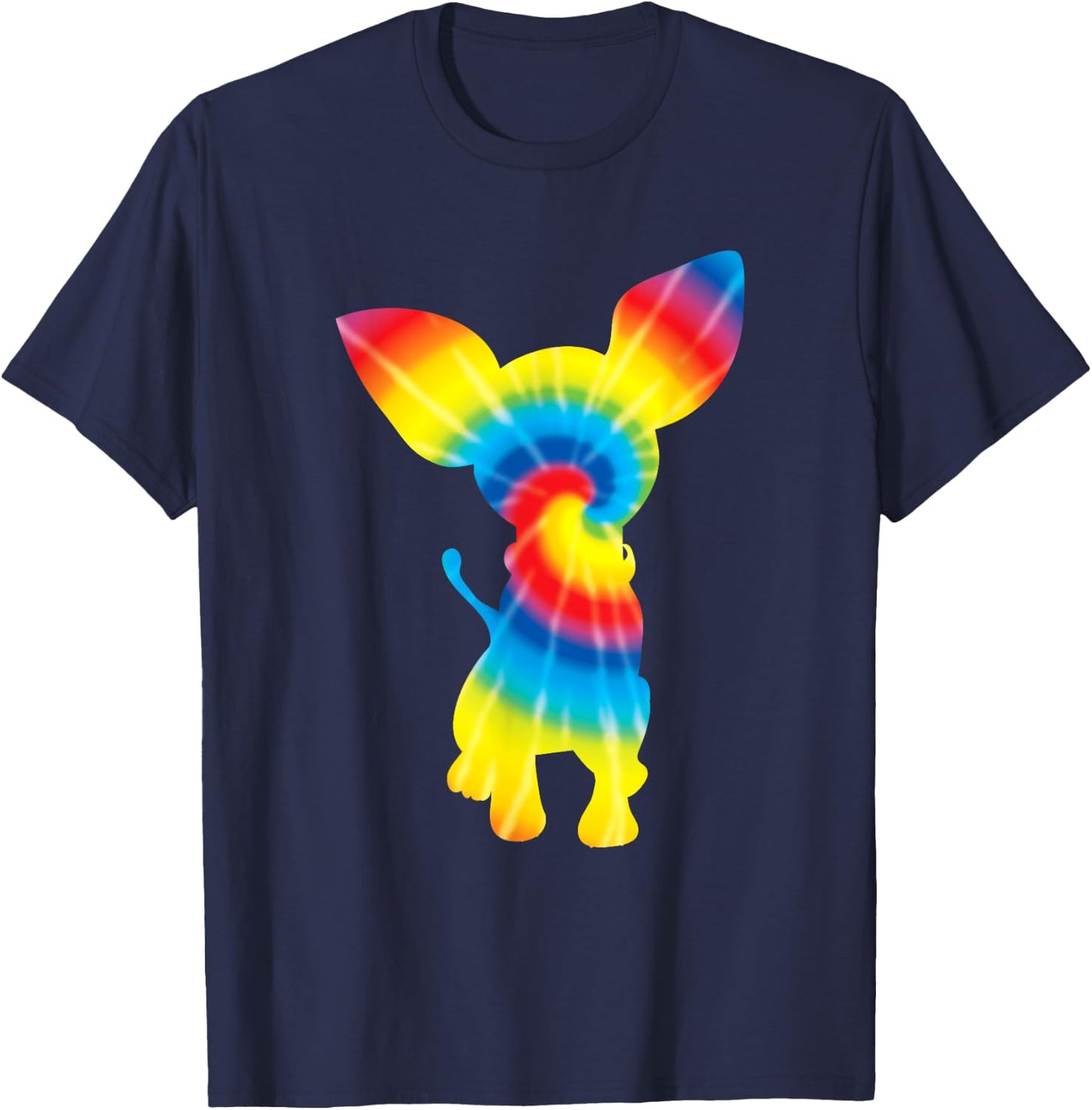 Tie Dye Chihuahua Rainbow Print Dog Pup Hippie Peace Gift Women Girls Kids T-Shirt - T-Shirt | Navy