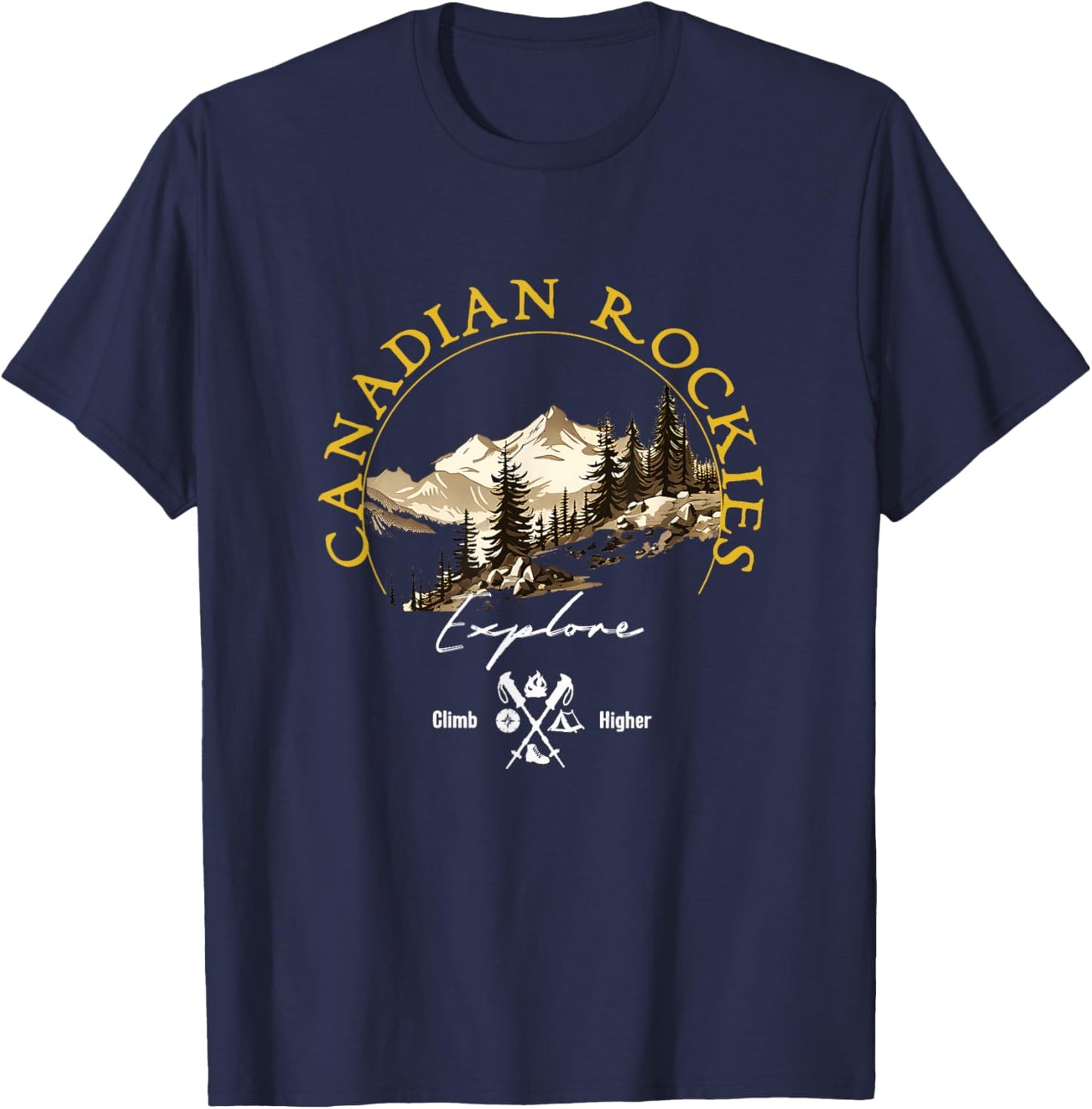 Canadian Rockies Retro Vintage Apparel - Souvenir T-Shirt - T-Shirt | Navy