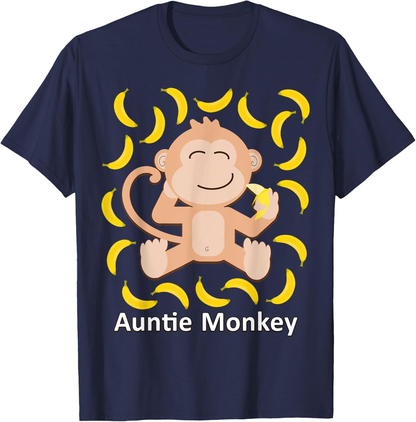 Auntie Monkey Banana Funny Monkeys Bananas Gift Aunt T-Shirt - T-Shirt | Navy