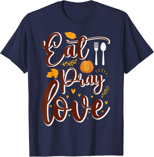 Eat Pray Love Fall leaf Heart Romance T-Shirt - T-Shirt | Navy