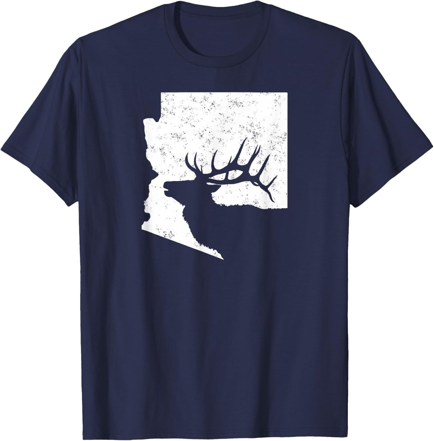 Arizona Elk Hunting Design - Bull Elk AZ State Shape T-Shirt - T-Shirt | Navy