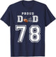 Custom Proud Football Dad Number 78 Personalized T-Shirt - T-Shirt | Navy