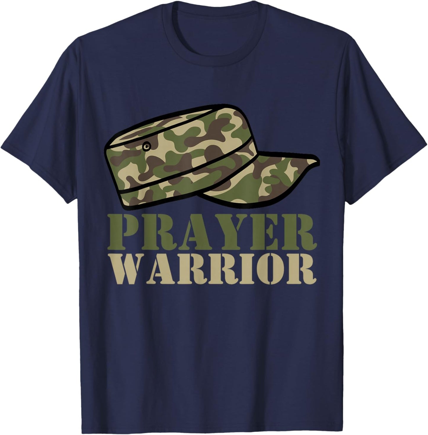 Prayer Warrior Camo God Jesus Christian Camouflage Hunting T-Shirt - T-Shirt | Navy