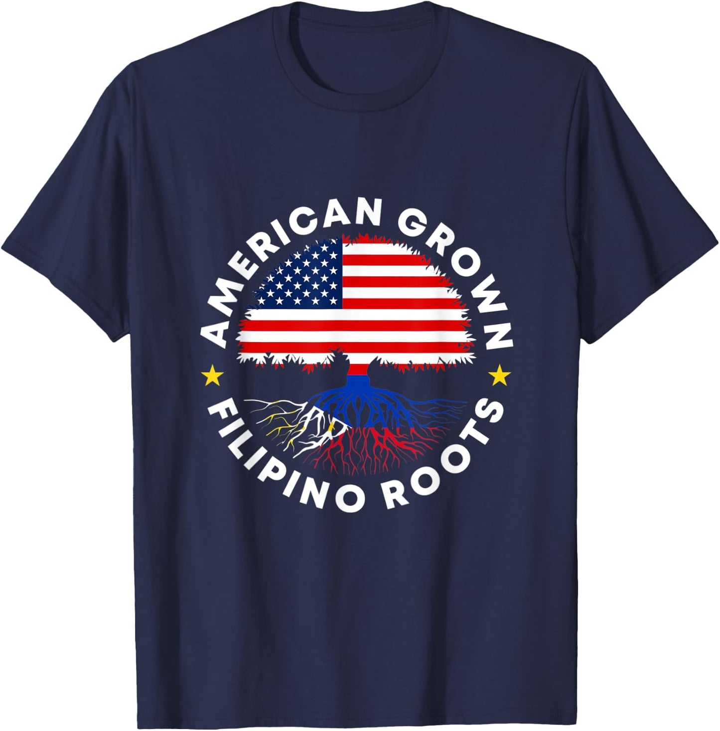 American Grown Filipino Roots Philippine US Flag Tree Pinoy T-Shirt - T-Shirt | Navy