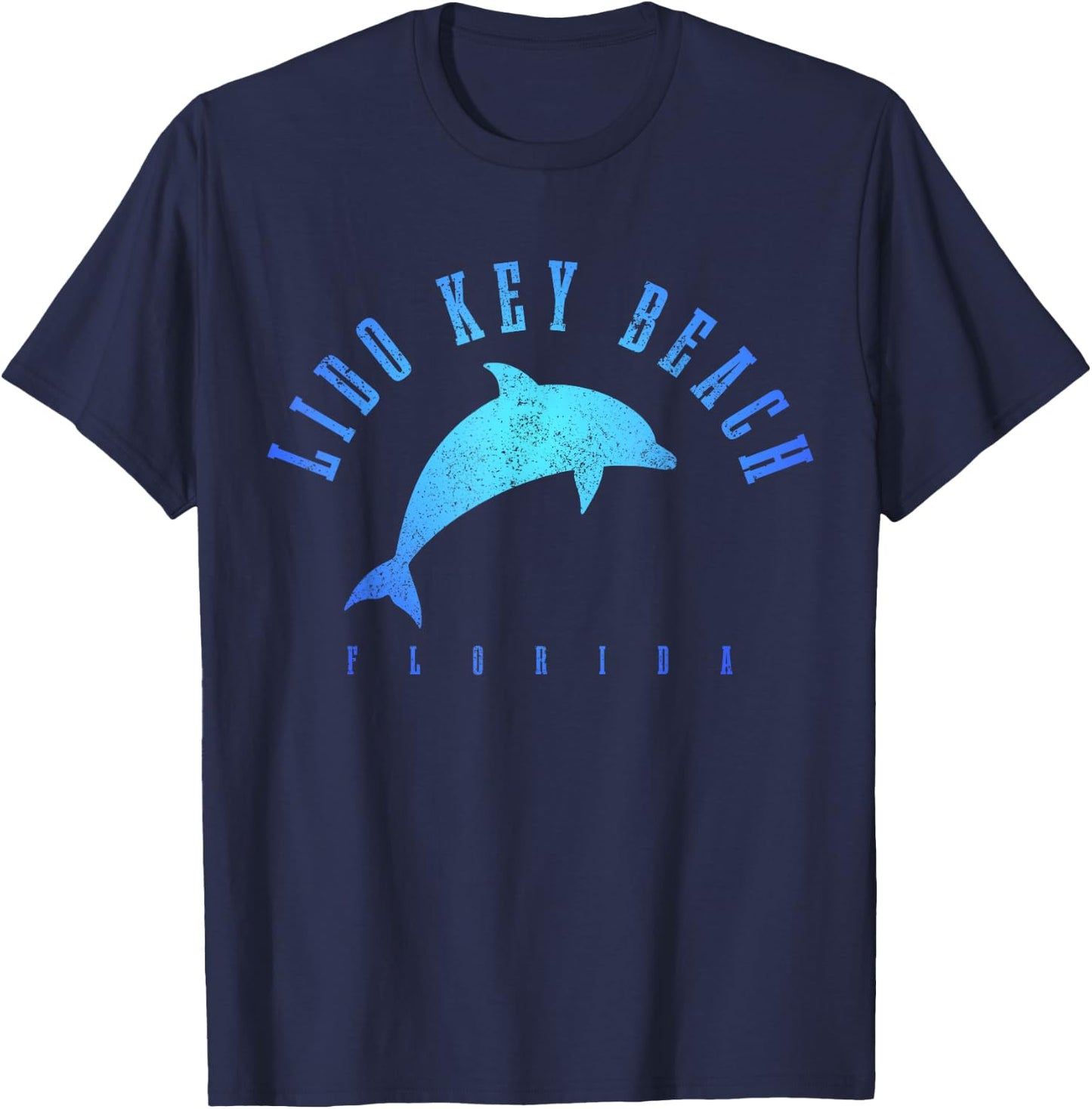 Lido Key Beach Florida FL Vintage Dolphin Holiday T-Shirt - T-Shirt | Navy