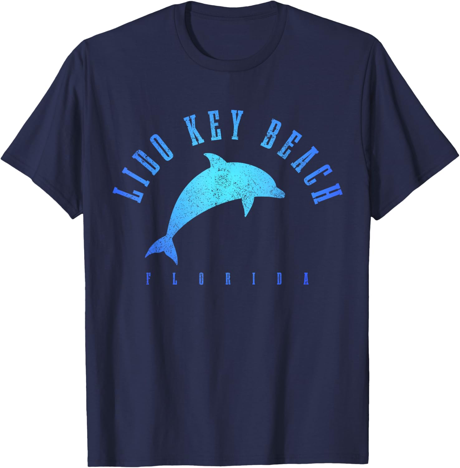 Lido Key Beach Florida FL Vintage Dolphin Holiday T-Shirt - T-Shirt | Navy