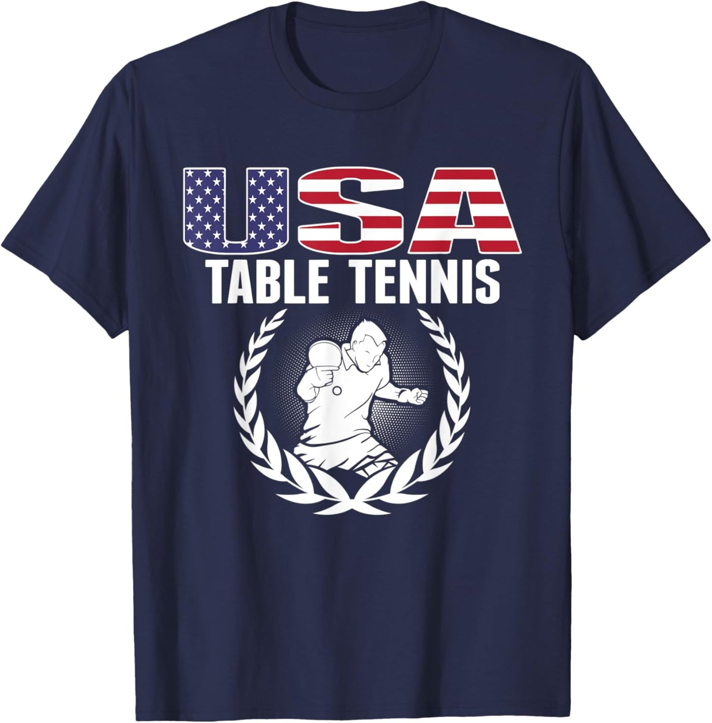 Proud America Table Tennis Lovers Jersey USA Flag Ping Pong Kids Men T-Shirt - T-Shirt | Navy