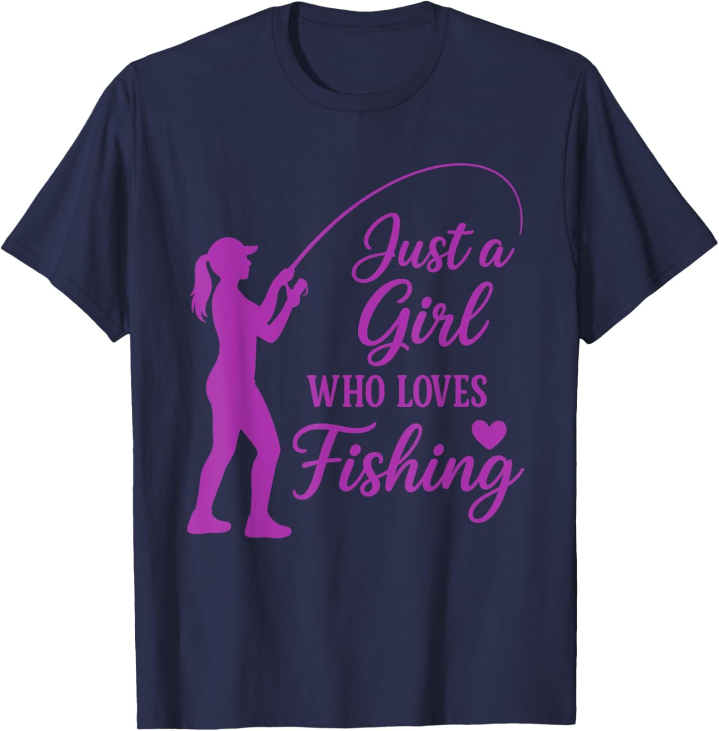 Funny Fisherman Just a Girl Who Loves Fishing T-Shirt - T-Shirt | Navy