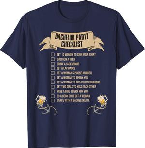 Bachelor Party Checklist T-Shirt - T-Shirt | Navy
